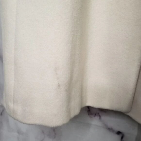 CALVIN KLEIN white wool blend black collar mid-length winter coat 2 - Picture 2 of 8